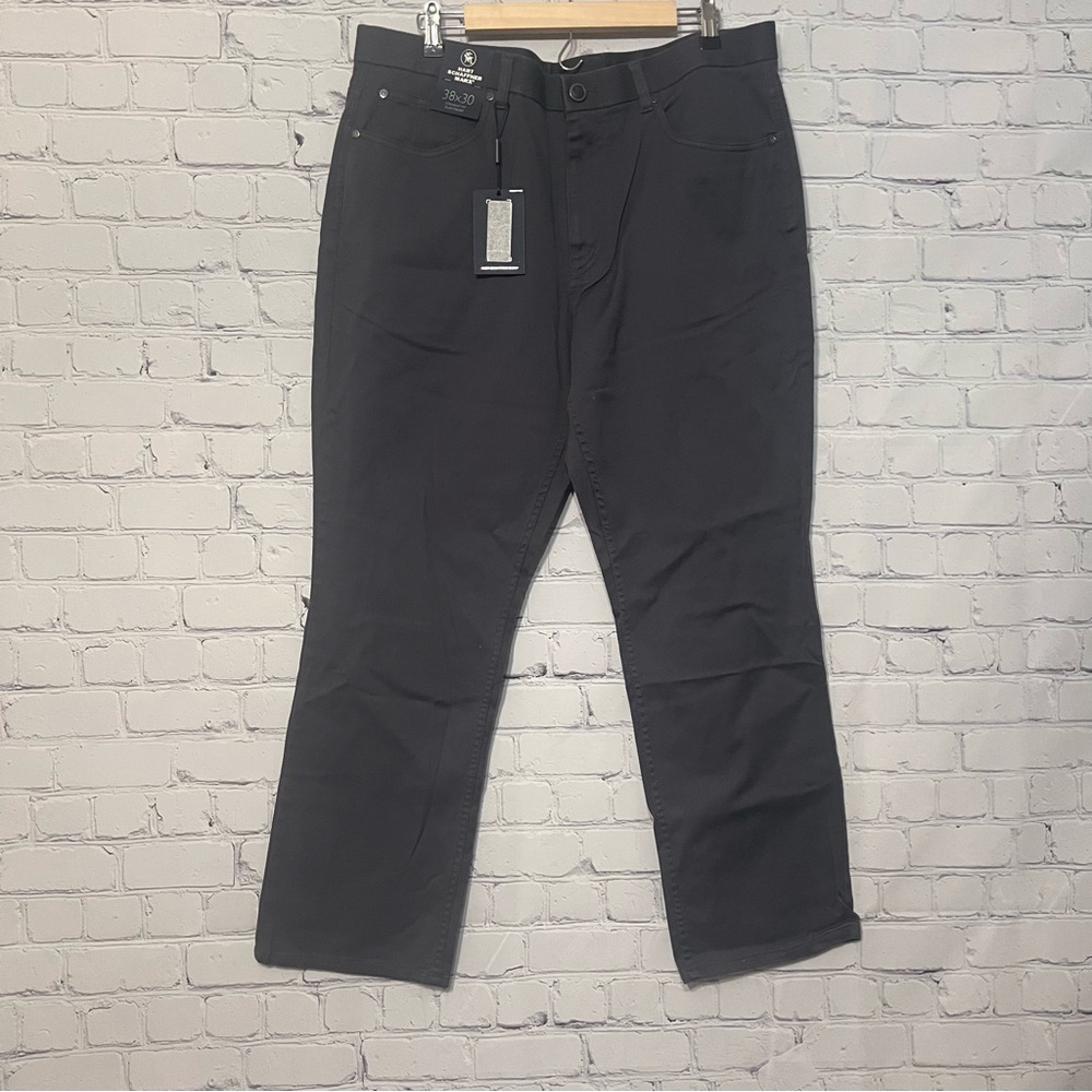 HART SCHAFFNER MARX Men's Gray Jeans NWT Size 38x30 Straight Fit Flat Front